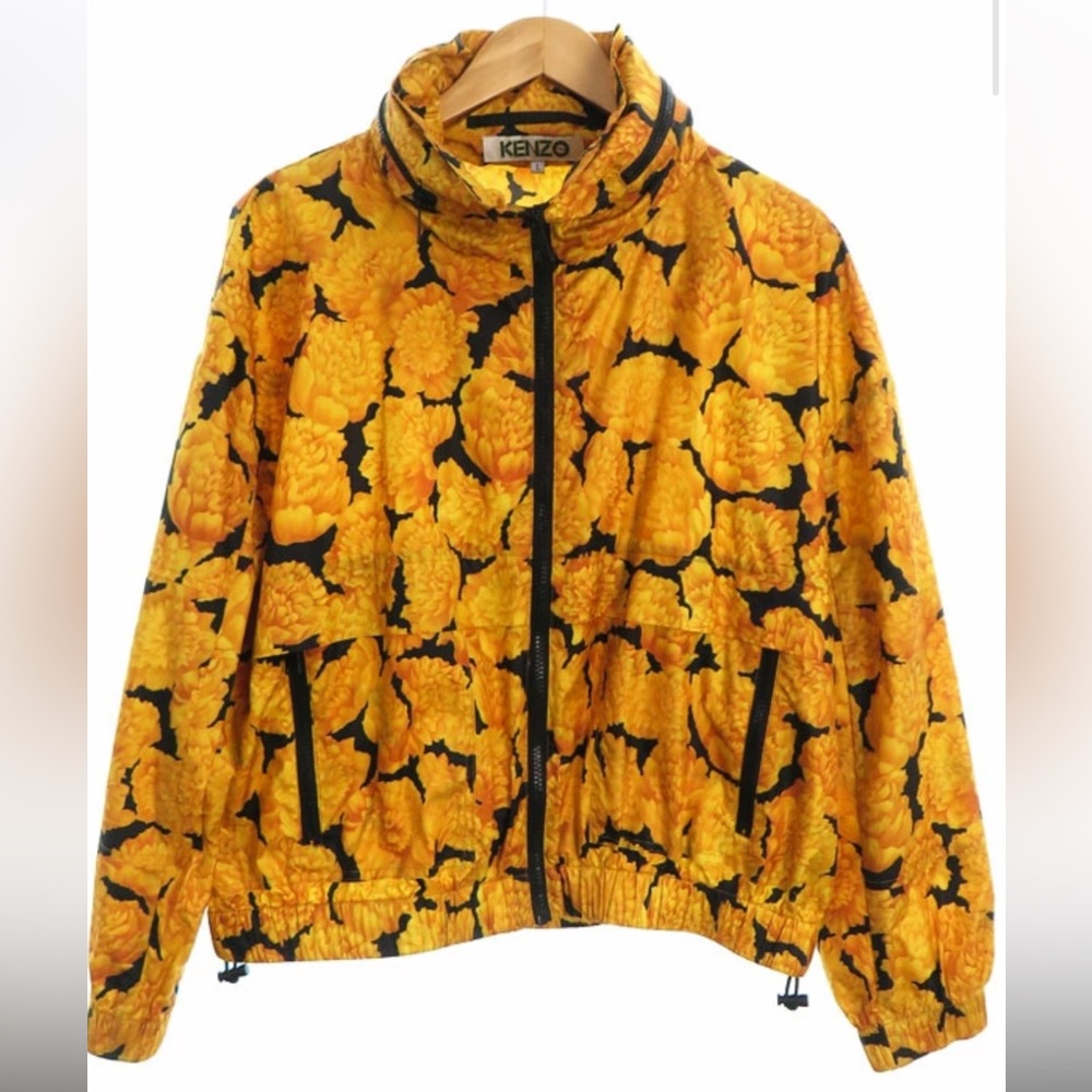 Kenzo PARIS  Golden Peony Floral Print Zip-Front Jacket